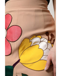 Dolce & Gabbana Floral Appliqu Pencil Skirt Women Beige