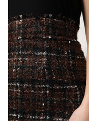 Dolce & Gabbana Tweed Mini Skirt High Waist Plaid Women Multicolor Shirts