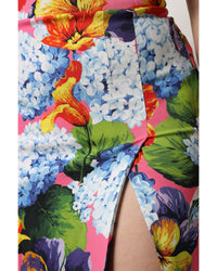 Dolce & Gabbana Floral Print Midi Skirt Side Slit Women Multicolor
