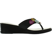 Giordana Womens Faux Leather Floral Wedge Sandals