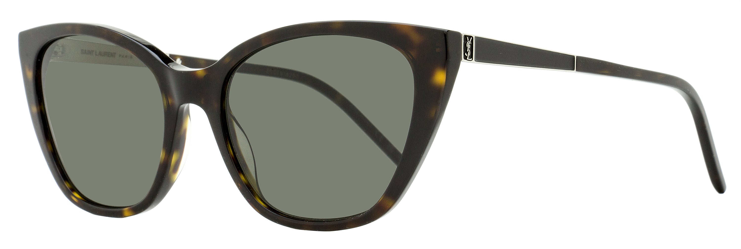 Saint Laurent Monogram Cat-Eye Sunglasses SL M69 002 Havana/Silver 56mm YSL Havana Silver