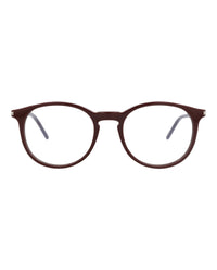 Saint Laurent Saint Laurent Unisex Round/Oval Burgundy Burgundy Transparent Fashion Designer Eyewear