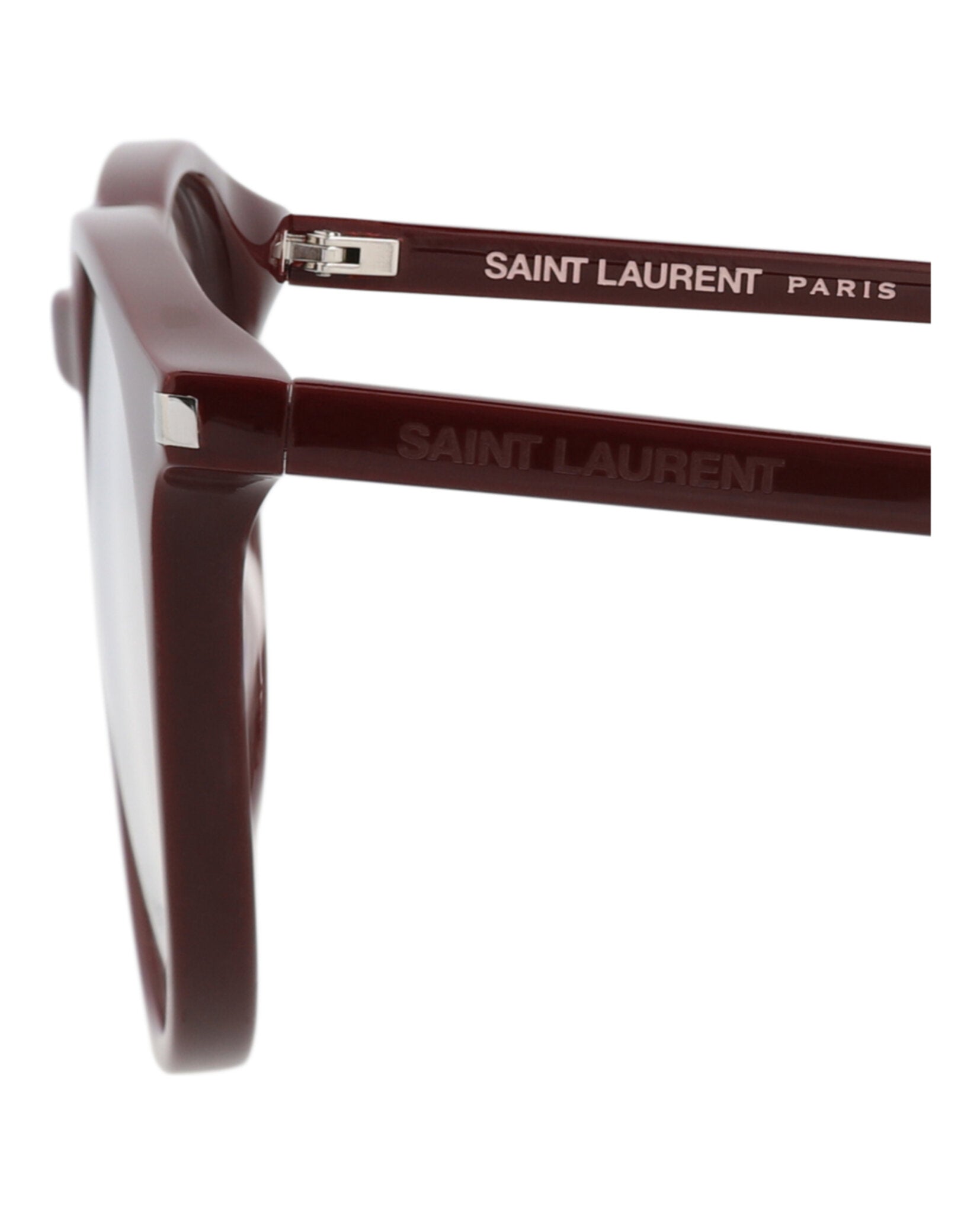Saint Laurent Saint Laurent Unisex Round/Oval Burgundy Burgundy Transparent Fashion Designer Eyewear