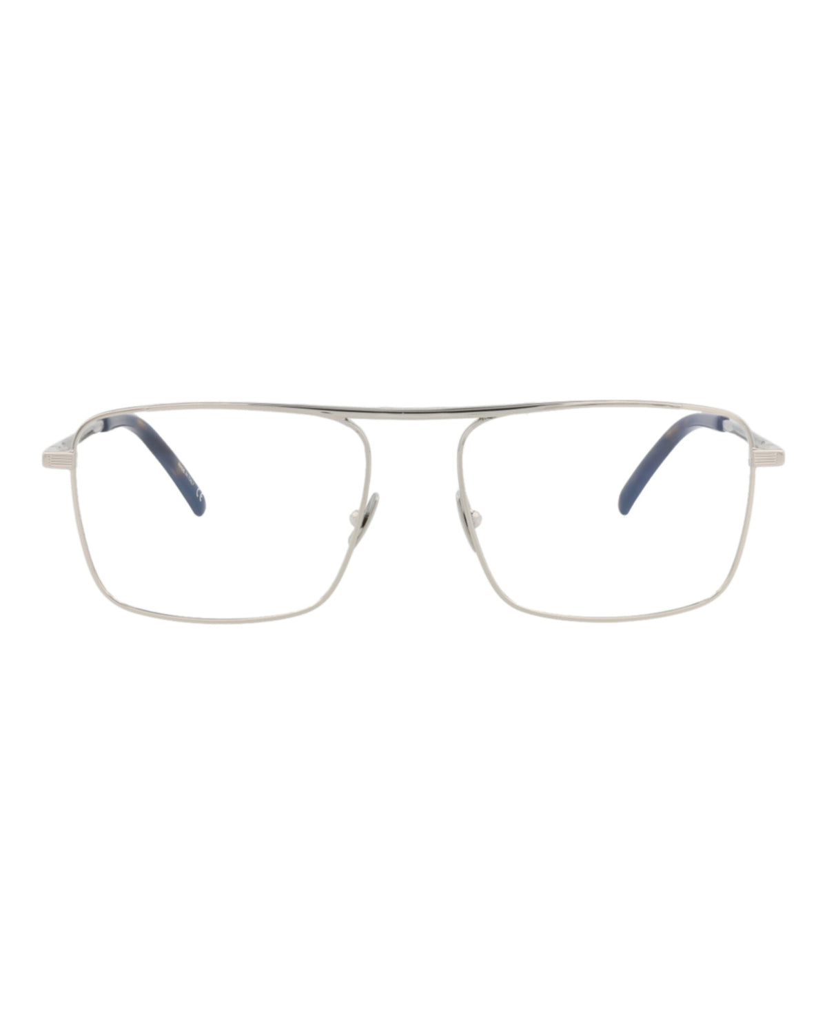 Saint Laurent Mens Square/Rectangle Silver Silver Transparent Fashion Designer Eyewear