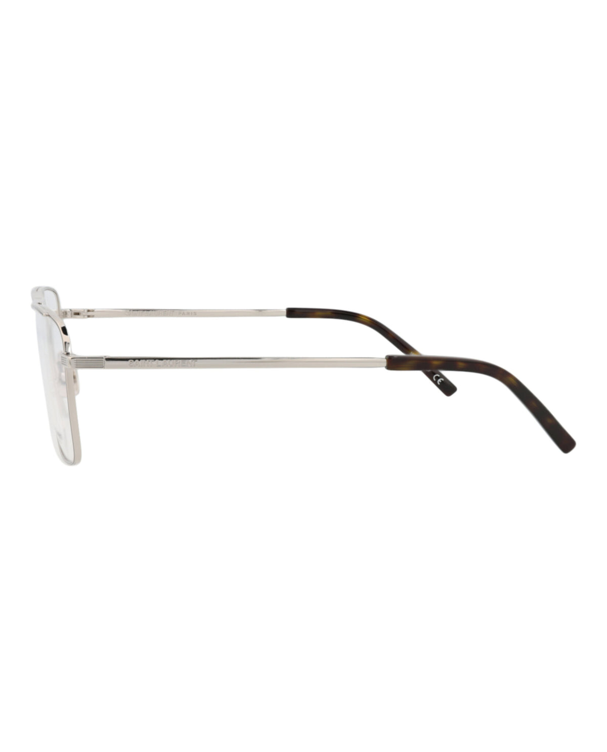 Saint Laurent Mens Square/Rectangle Silver Silver Transparent Fashion Designer Eyewear