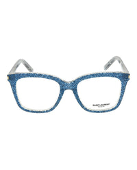 Saint Laurent Saint Laurent Womens Square/Rectangle Blue Blue Transparent Fashion Designer Eyewear