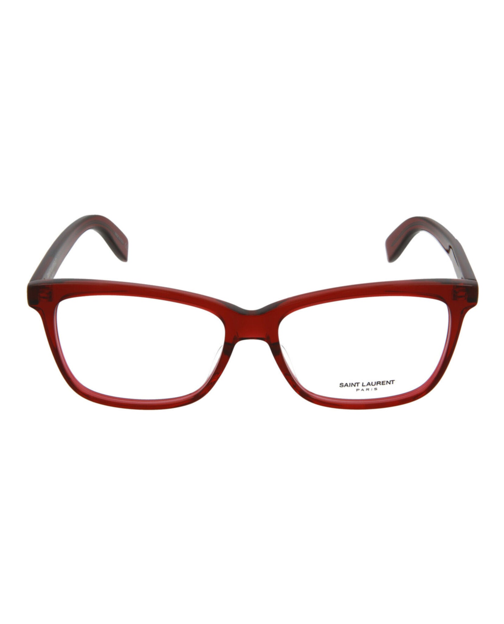 Saint Laurent Saint Laurent Unisex Square/Rectangle Burgundy Burgundy Transparent Fashion Designer Eyewear