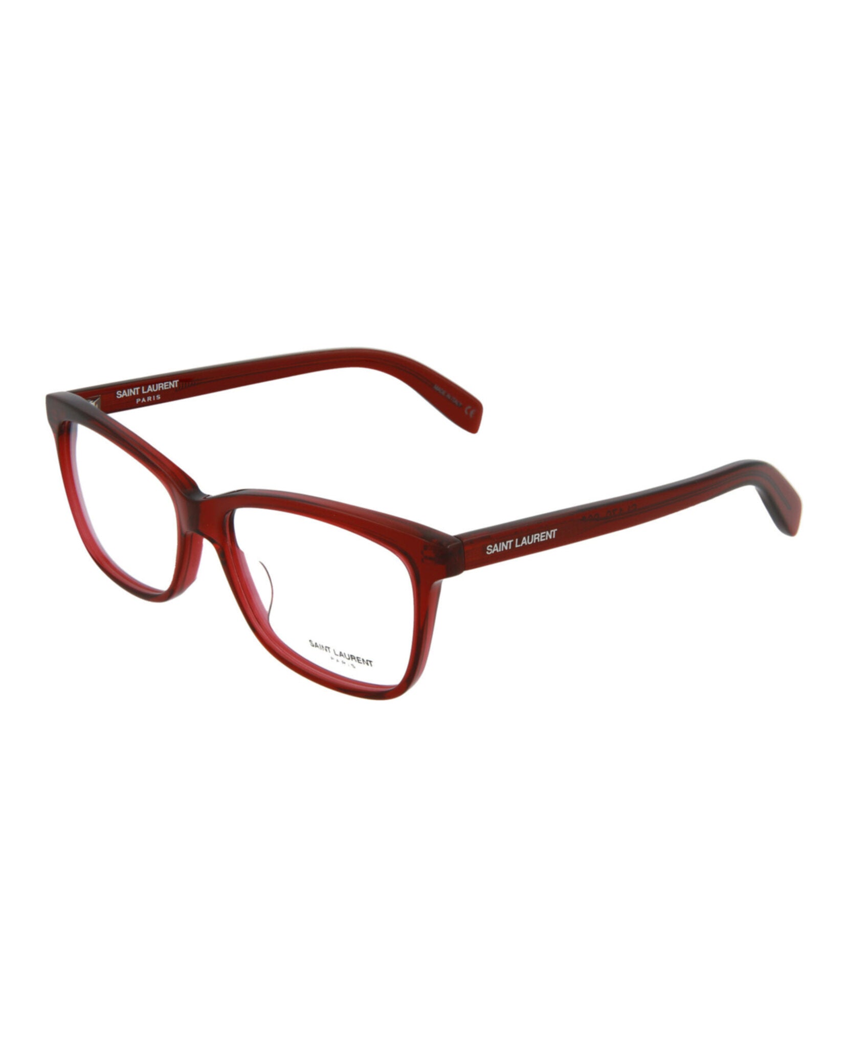 Saint Laurent Saint Laurent Unisex Square/Rectangle Burgundy Burgundy Transparent Fashion Designer Eyewear