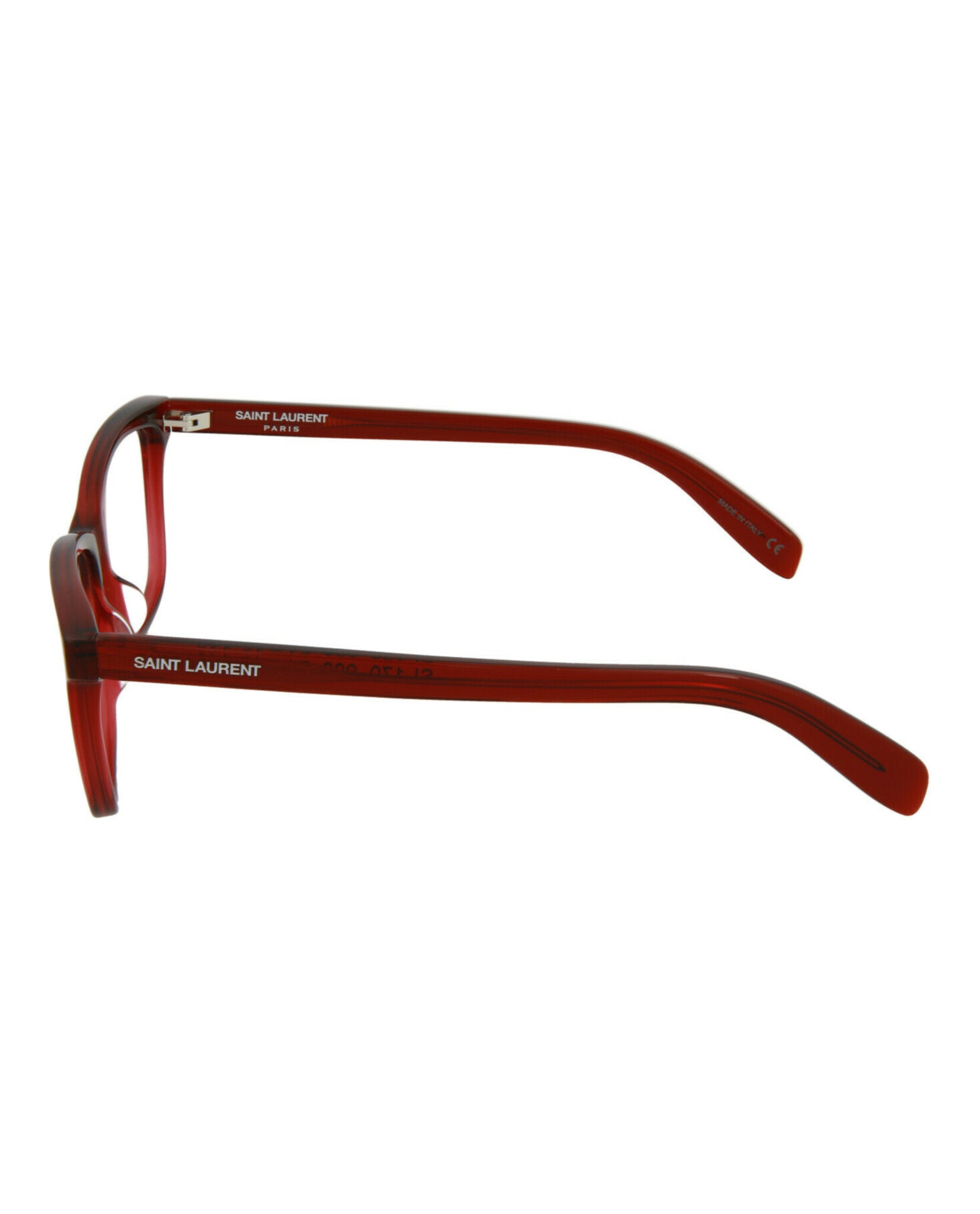 Saint Laurent Saint Laurent Unisex Square/Rectangle Burgundy Burgundy Transparent Fashion Designer Eyewear