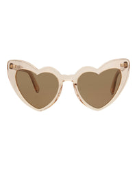 Saint Laurent Womens Cat Eye Nude Brown Fashion Designer Eyewear