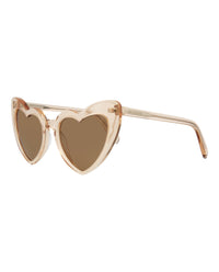 Saint Laurent Womens Cat Eye Nude Brown Fashion Designer Eyewear