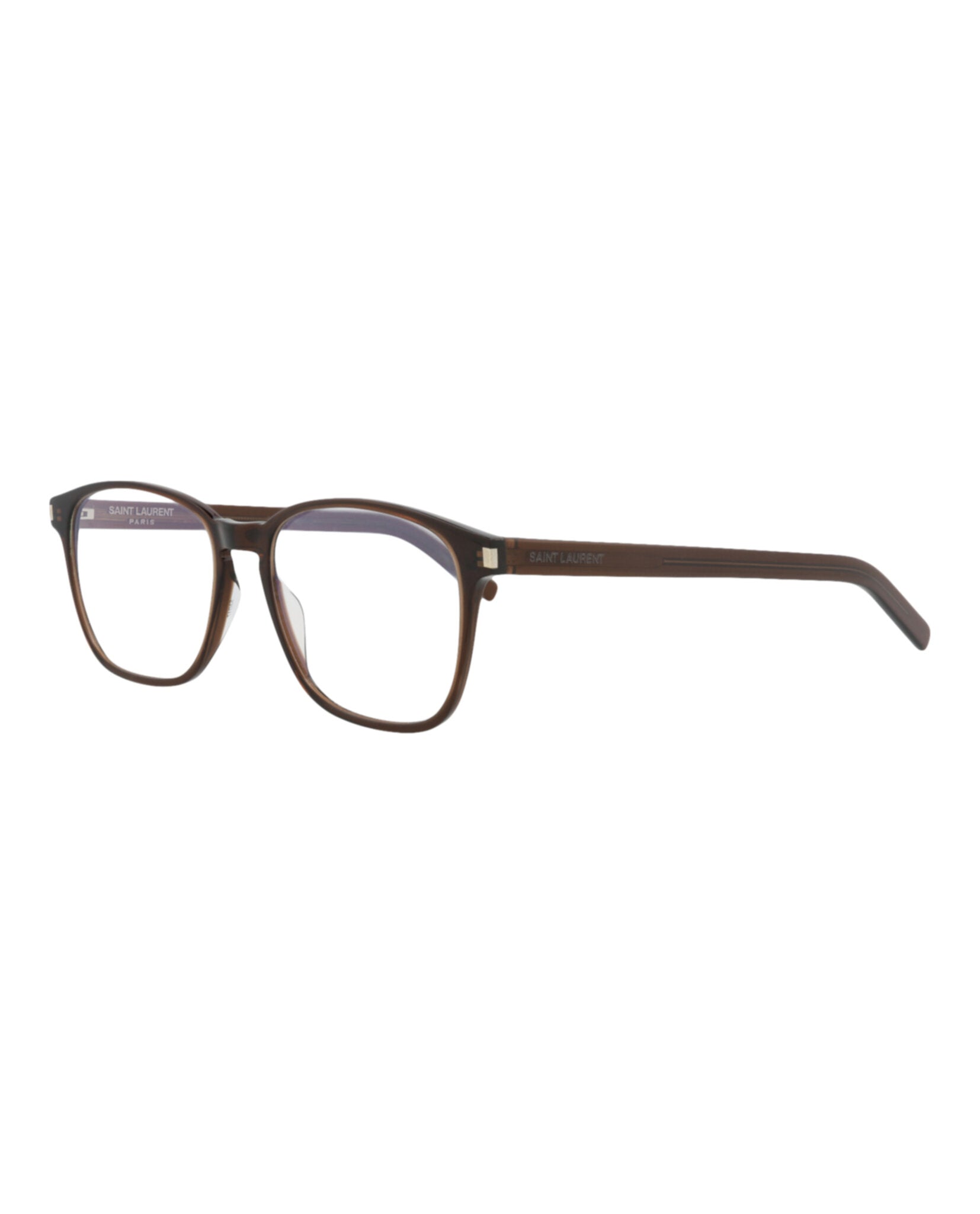 Saint Laurent Saint Laurent Unisex Square/Rectangle Brown Brown Transparent Fashion Designer Eyewear