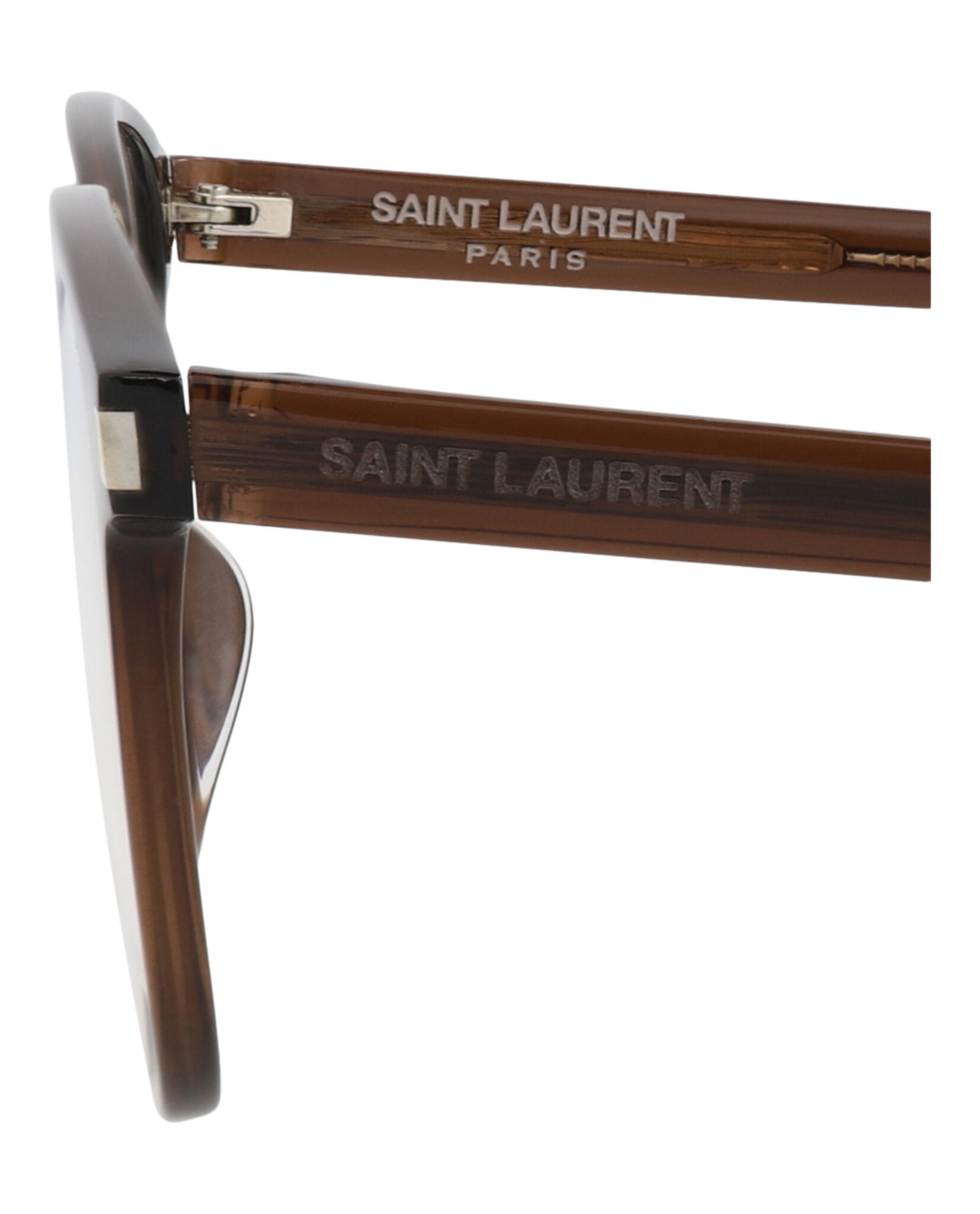 Saint Laurent Saint Laurent Unisex Square/Rectangle Brown Brown Transparent Fashion Designer Eyewear