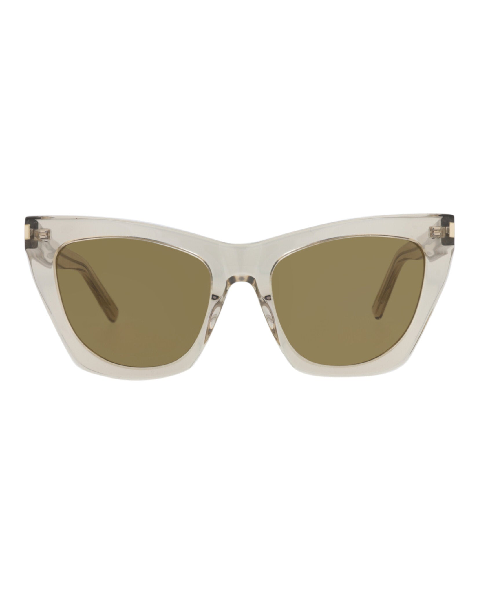 Saint Laurent Womens Cat Eye Beige Beige Brown Fashion Designer Eyewear