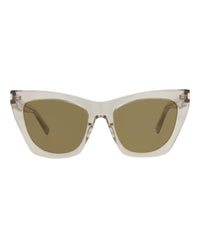 Saint Laurent Womens Cat Eye Beige Beige Brown Fashion Designer Eyewear