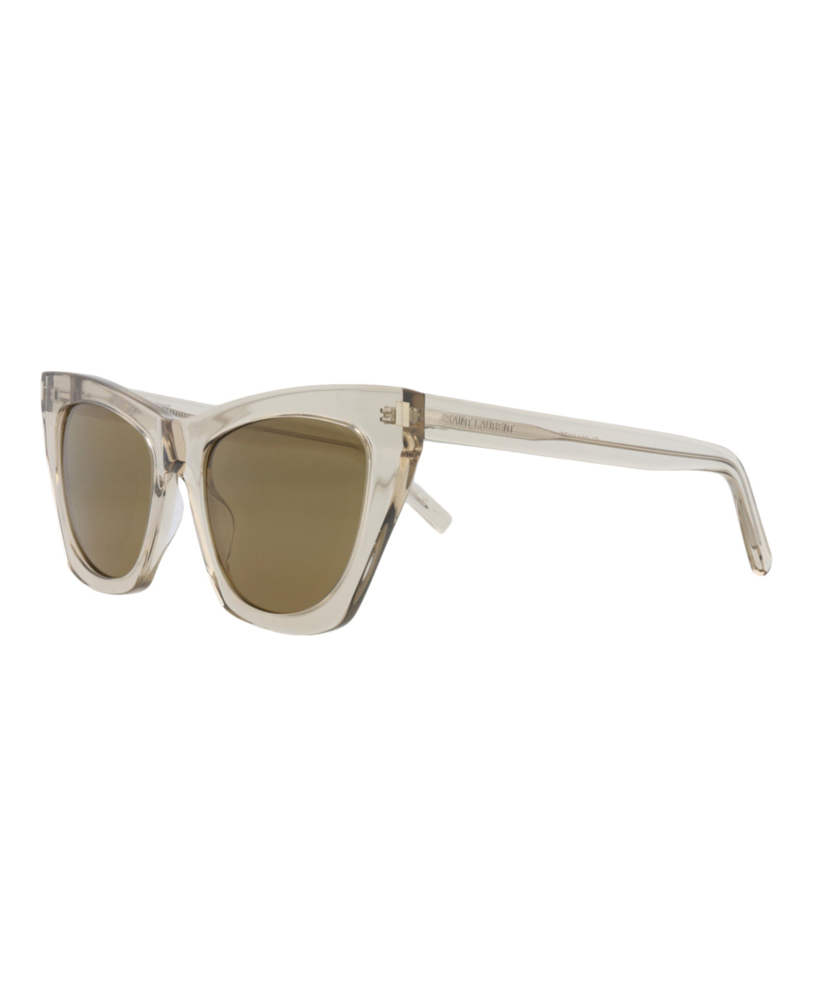 Saint Laurent Womens Cat Eye Beige Beige Brown Fashion Designer Eyewear