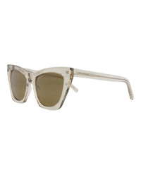 Saint Laurent Womens Cat Eye Beige Beige Brown Fashion Designer Eyewear
