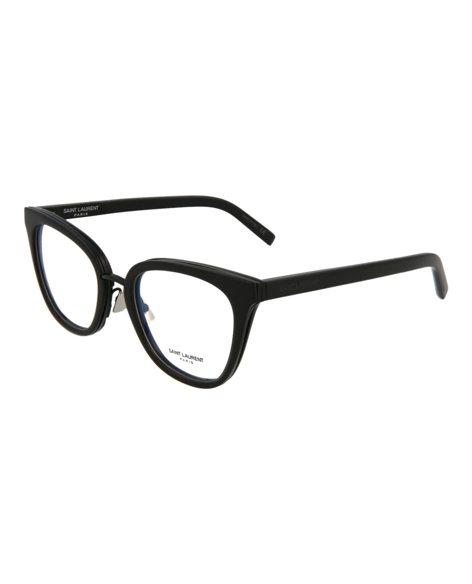 Saint Laurent Saint Laurent Womens Cat Eye Black Black Transparent Fashion Designer Eyewear