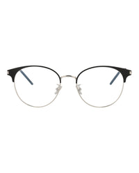 Saint Laurent Mens Round/Oval Black Silver Transparent Fashion Designer Eyewear