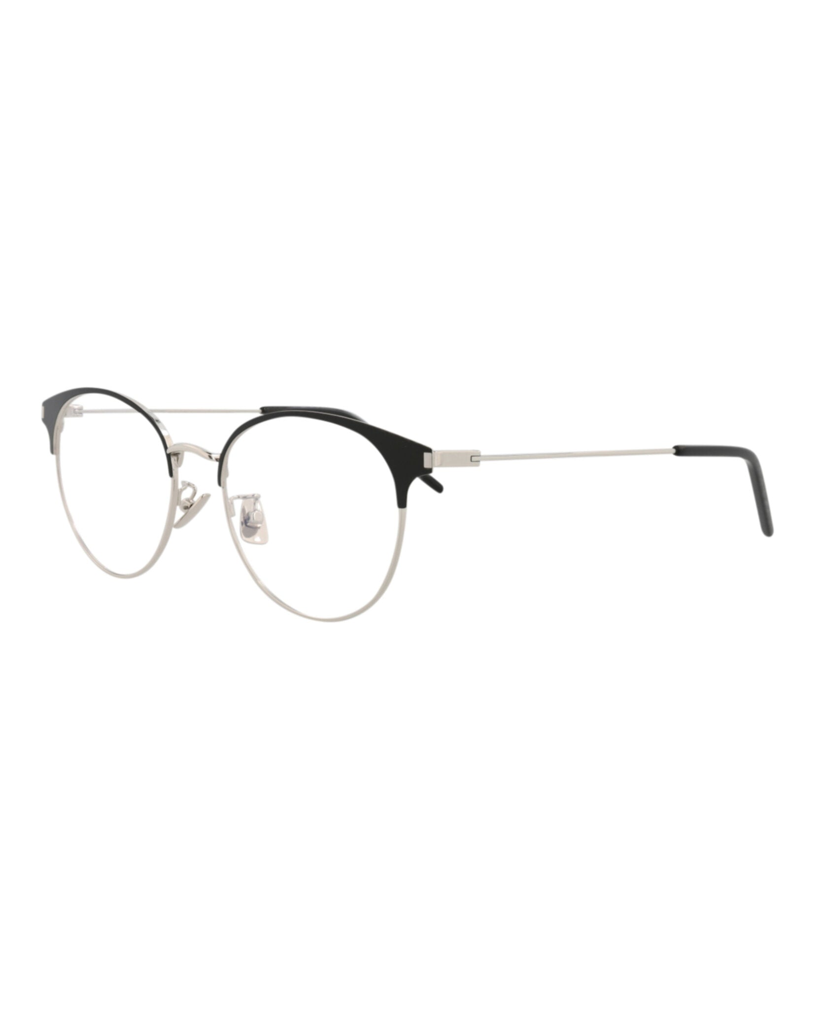 Saint Laurent Mens Round/Oval Black Silver Transparent Fashion Designer Eyewear