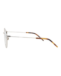 Saint Laurent Mens Round/Oval Silver Silver Transparent Fashion Designer Eyewear
