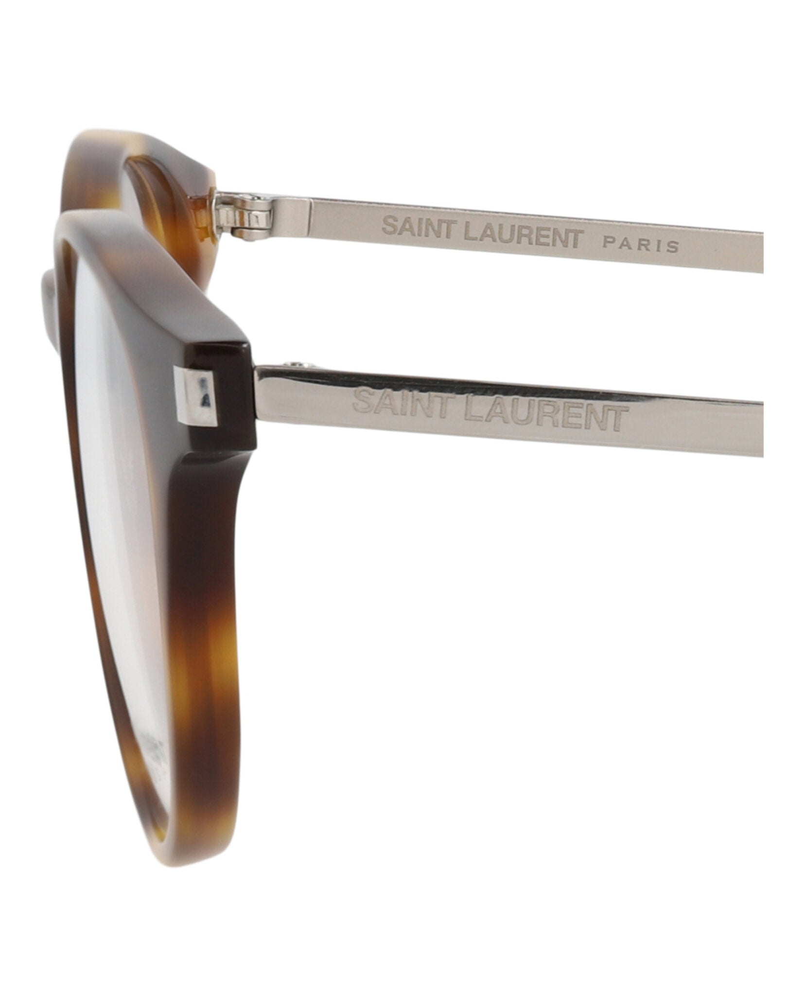 Saint Laurent Saint Laurent Unisex Round/Oval Havana Silver Transparent Fashion Designer Eyewear