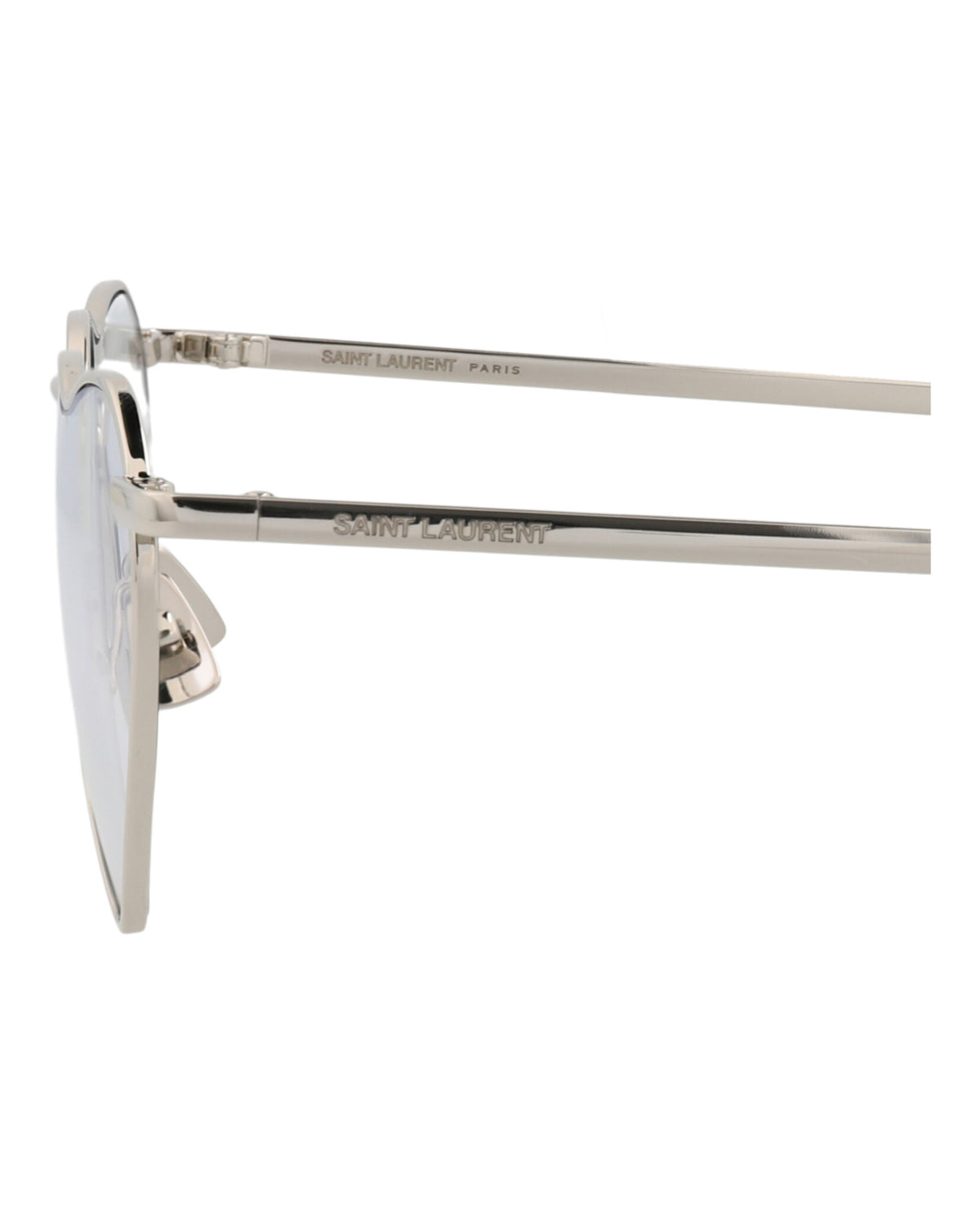 Saint Laurent Saint Laurent Unisex Cat Eye Silver Silver Transparent Fashion Designer Eyewear