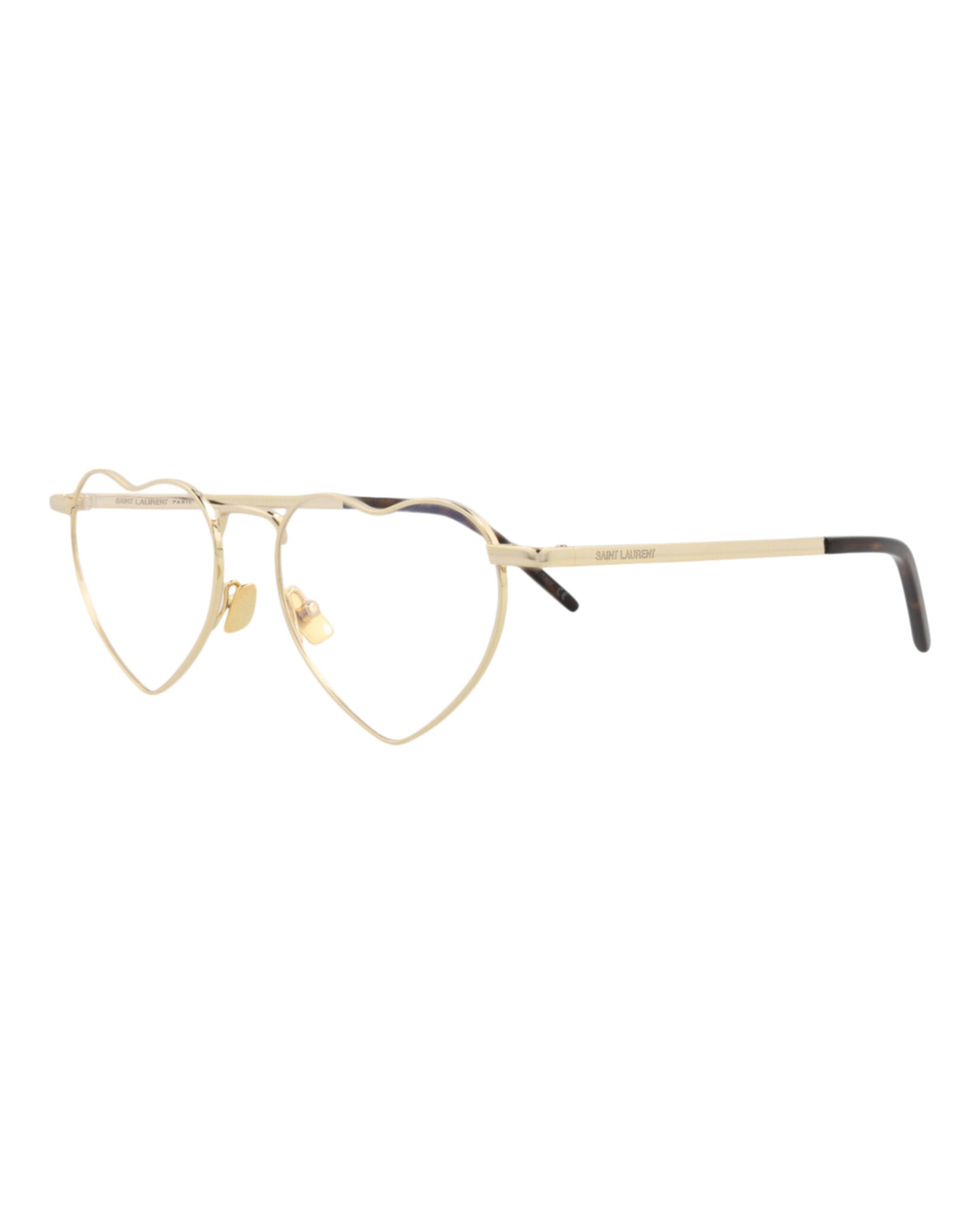Saint Laurent Saint Laurent Womens Cat Eye Gold Gold Transparent Fashion Designer Eyewear