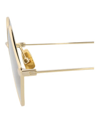 Saint Laurent Saint Laurent Unisex Square/Rectangle Gold Gold Brown Fashion Designer Eyewear
