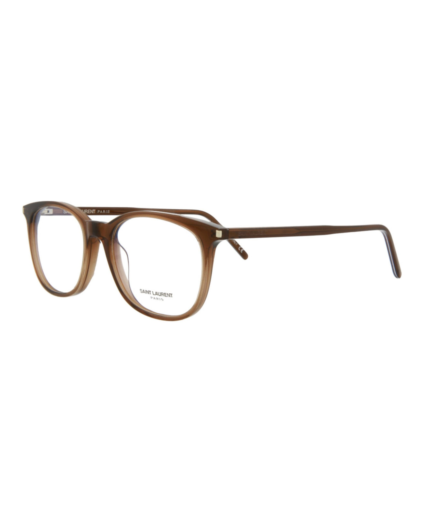Saint Laurent Saint Laurent Womens Round/Oval Brown Brown Transparent Fashion Designer Eyewear