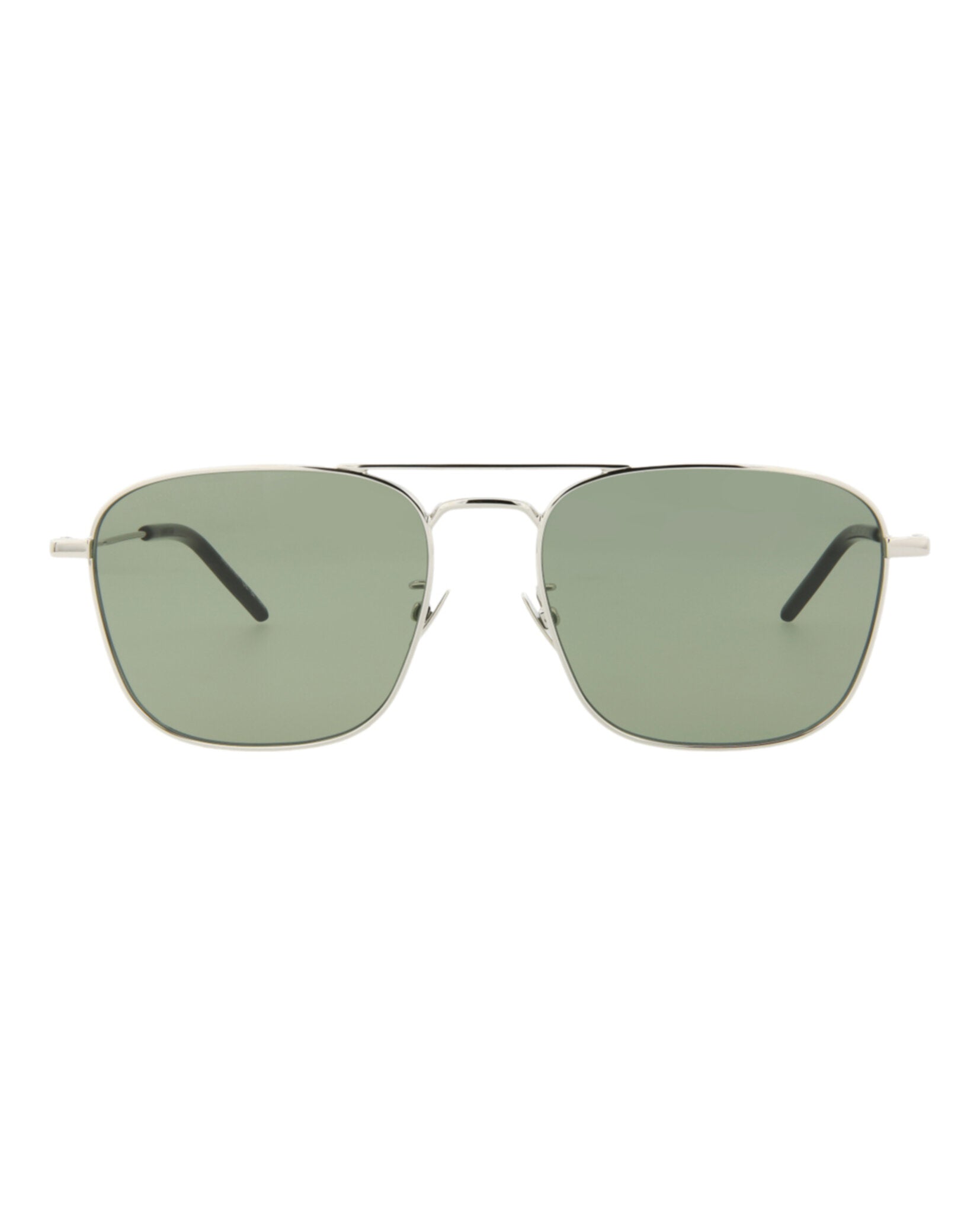 Saint Laurent Saint Laurent Unisex Aviator Silver Silver Green Fashion Designer Eyewear