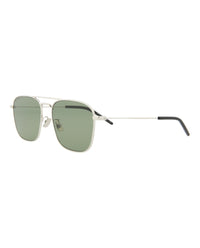Saint Laurent Saint Laurent Unisex Aviator Silver Silver Green Fashion Designer Eyewear