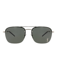 Saint Laurent Saint Laurent Womens Aviator Silver Silver Grey Fashion Designer Eyewear