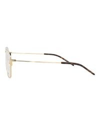 Saint Laurent Saint Laurent Unisex Aviator Gold Gold Transparent Fashion Designer Eyewear