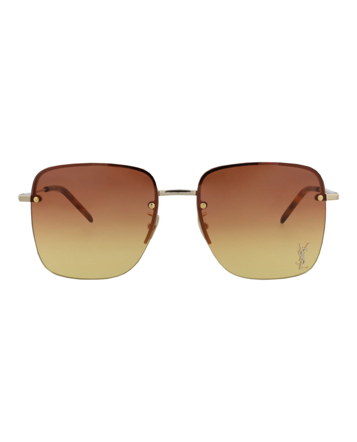 Saint Laurent Saint Laurent Womens Square/Rectangle Gold Gold Orange Fashion Designer Eyewear
