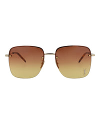 Saint Laurent Saint Laurent Womens Square/Rectangle Gold Gold Orange Fashion Designer Eyewear