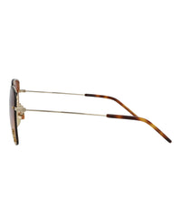 Saint Laurent Saint Laurent Womens Square/Rectangle Gold Gold Orange Fashion Designer Eyewear