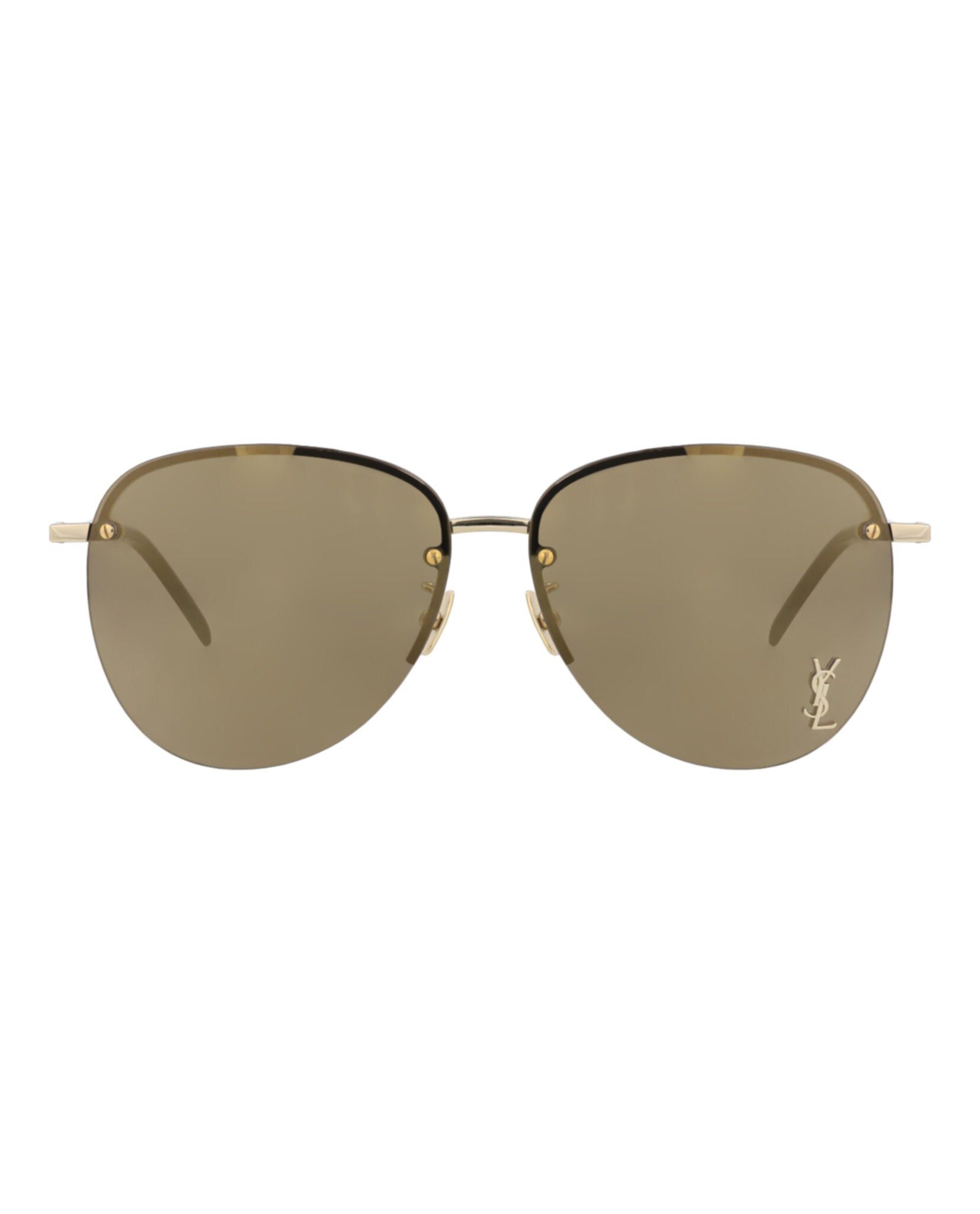 Saint Laurent Saint Laurent Unisex Aviator Gold Gold Brown Fashion Designer Eyewear