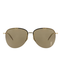 Saint Laurent Saint Laurent Unisex Aviator Gold Gold Brown Fashion Designer Eyewear