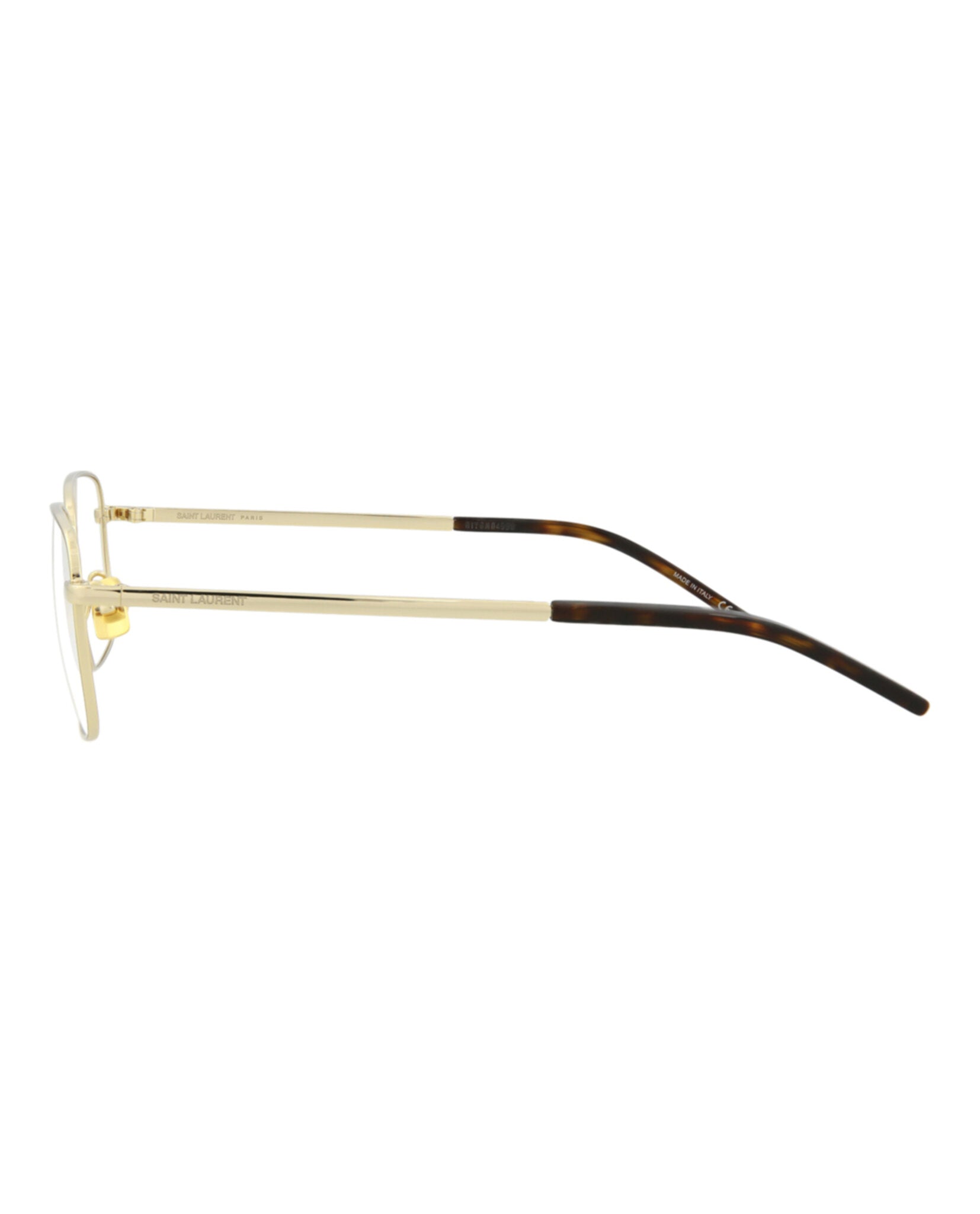 Saint Laurent Saint Laurent Unisex Square/Rectangle Gold Gold Transparent Fashion Designer Eyewear