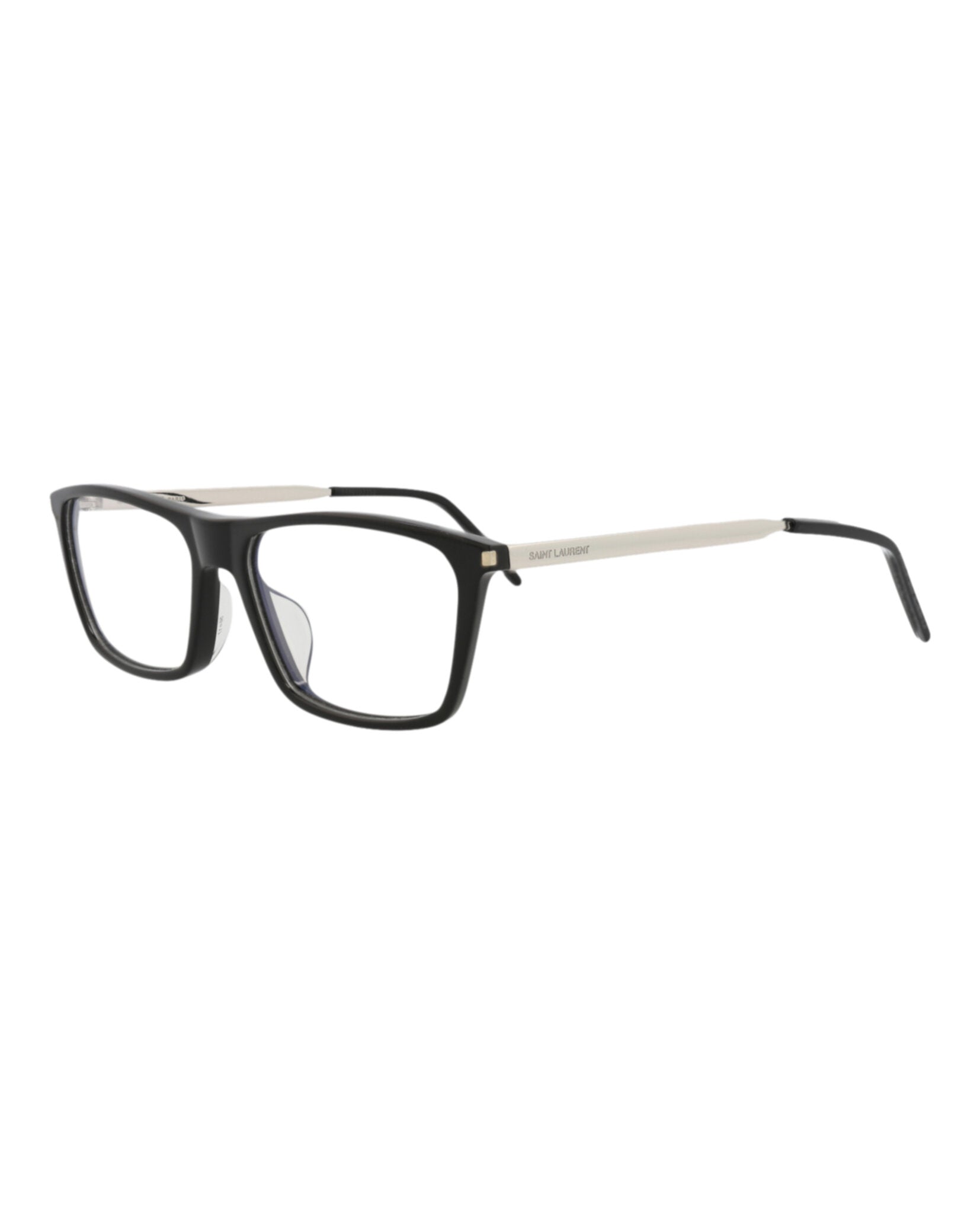 Saint Laurent Saint Laurent Mens Square/Rectangle Black Silver Transparent Fashion Designer Eyewear
