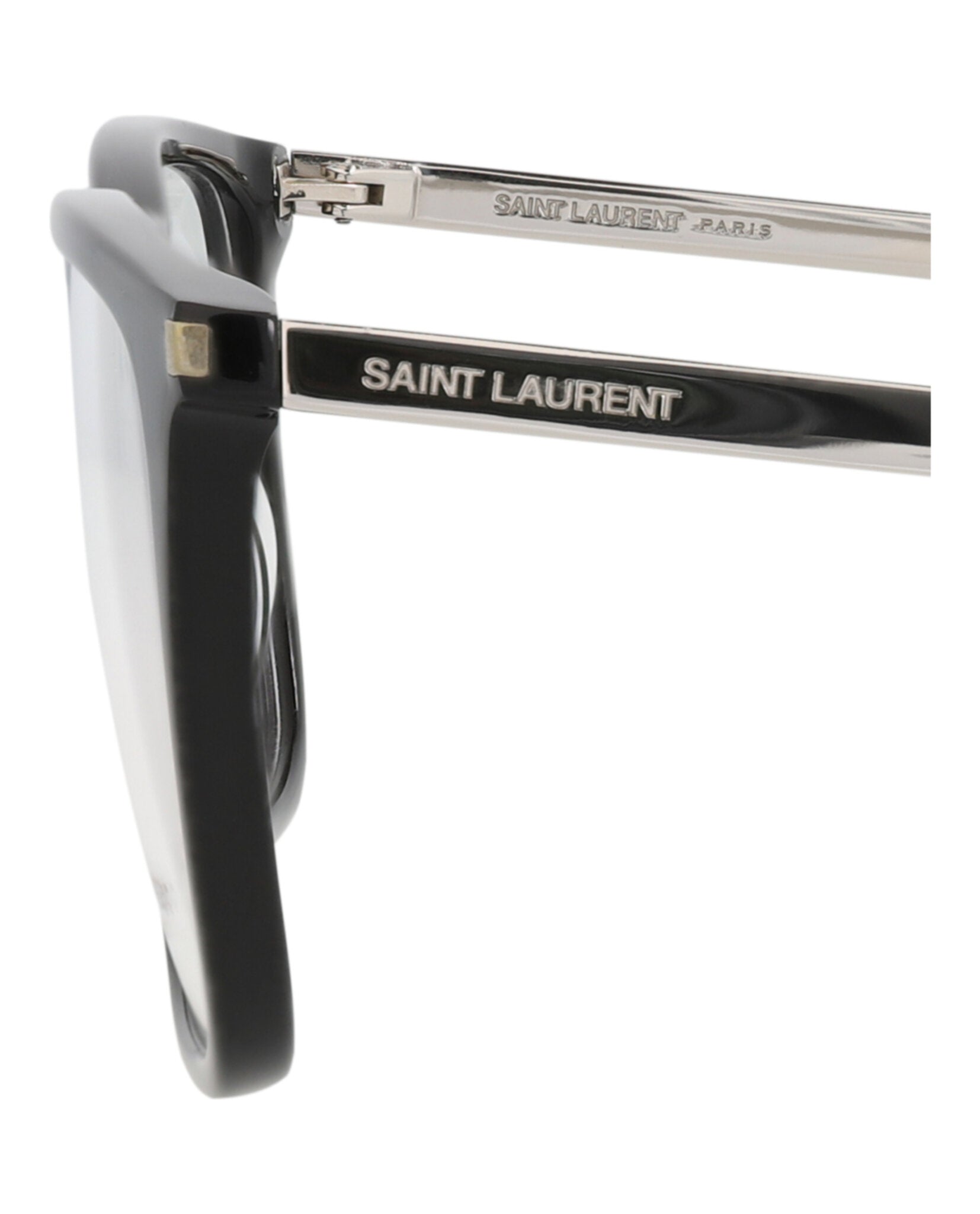 Saint Laurent Saint Laurent Mens Square/Rectangle Black Silver Transparent Fashion Designer Eyewear