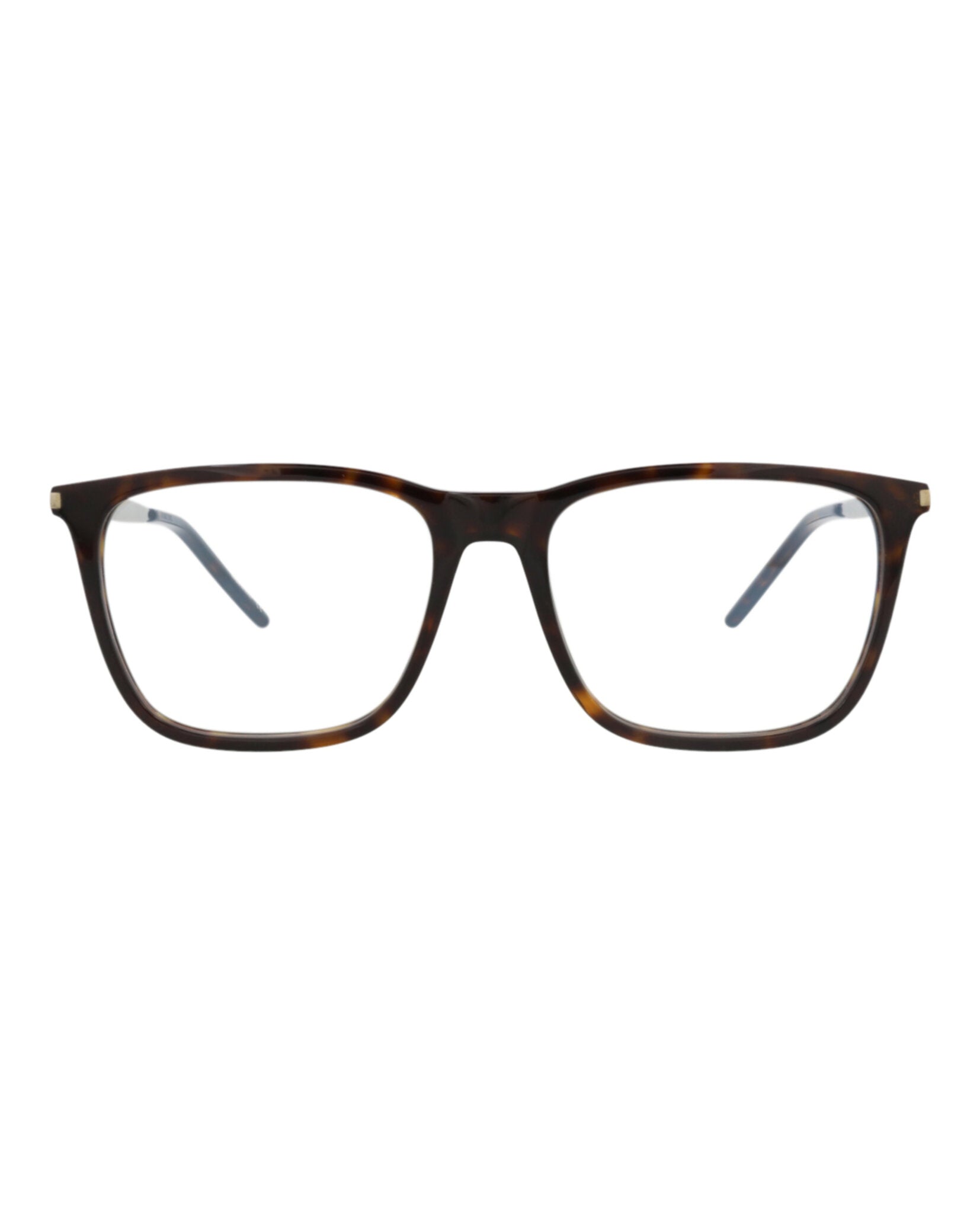 Saint Laurent Mens Square/Rectangle Havana Silver Transparent Fashion Designer Eyewear