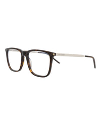 Saint Laurent Mens Square/Rectangle Havana Silver Transparent Fashion Designer Eyewear