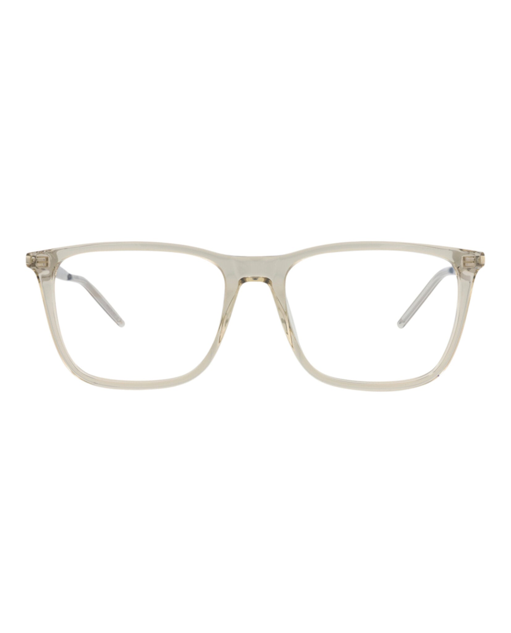 Saint Laurent Saint Laurent Mens Square/Rectangle Brown Silver Transparent Fashion Designer Eyewear