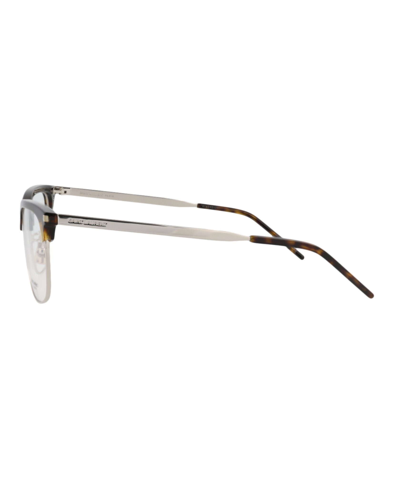 Saint Laurent Saint Laurent Mens Square/Rectangle Havana Silver Transparent Fashion Designer Eyewear