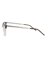 Saint Laurent Saint Laurent Mens Square/Rectangle Havana Silver Transparent Fashion Designer Eyewear
