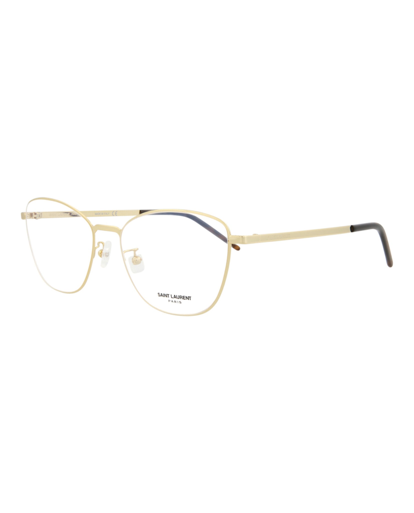 Saint Laurent Saint Laurent Womens Cat Eye Gold Gold Transparent Fashion Designer Eyewear