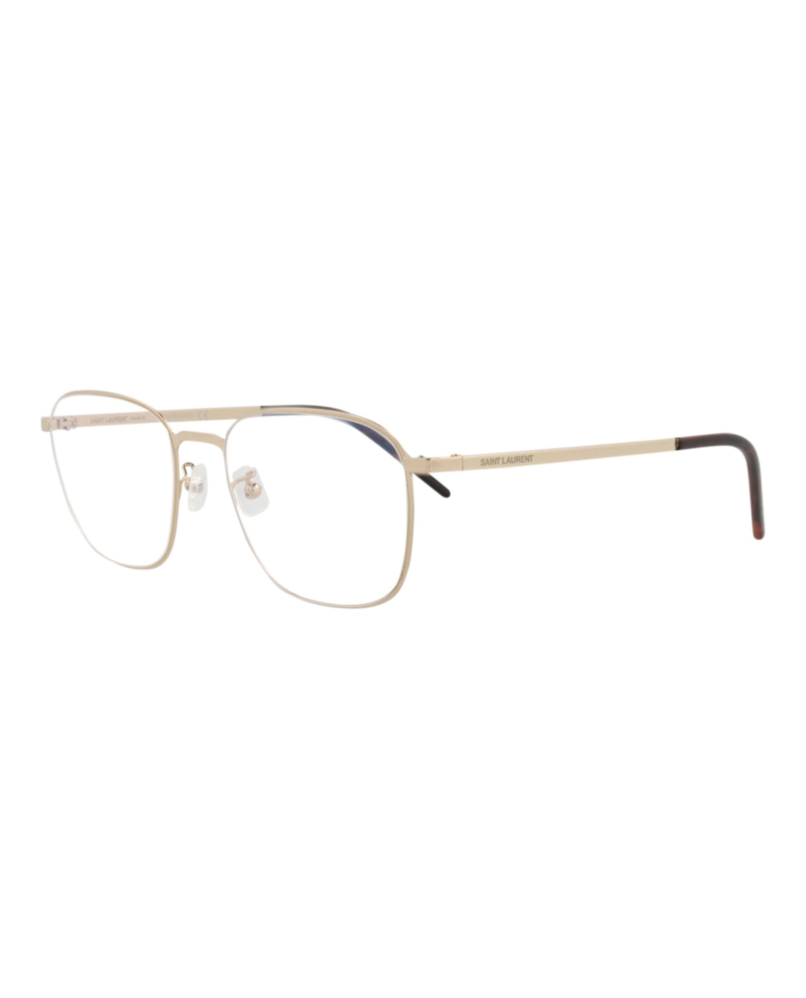 Saint Laurent Saint Laurent Unisex Square/Rectangle Gold Gold Transparent Fashion Designer Eyewear