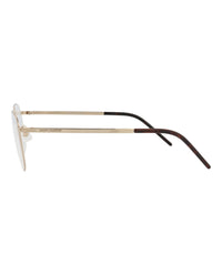 Saint Laurent Saint Laurent Unisex Square/Rectangle Gold Gold Transparent Fashion Designer Eyewear